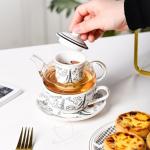 Ceramic Tea Mug With Strainer And European Glass Teapot Sustainable One Person