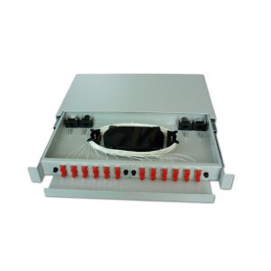 1U 19" Sliding Fiber Optic Patch Panel Durable With 2 Removable Adapter Plate