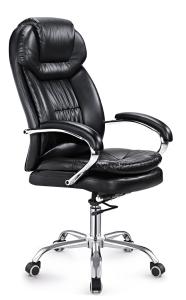 China Black Leather Executive Office Chair High Back PU / PVC Cover Eco Friendly factory