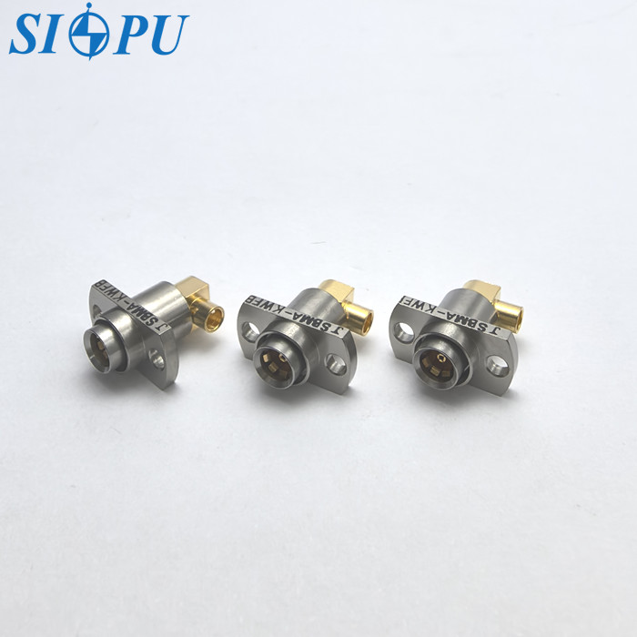 SBMA Female Bent Flange RF Coaxial Connector Connect 2 # Semi Flexible Or Semi Steel Cable