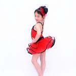 Back Cross Straps Kids Dance Clothes Black Edge Double Layer Skirt For Solo