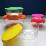 high quality clear glass bowl with plastic lid, salad bowl, fresh bowl for sale