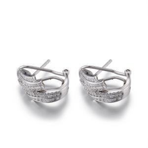 China AAA+ 925 Silver CZ Earrings 2.81g 4mm Cubic Zirconia Stud Earrings factory