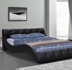 China Pu Leather Upholstered Bed Frame Italian Faux Tufted On Headboard King Size factory