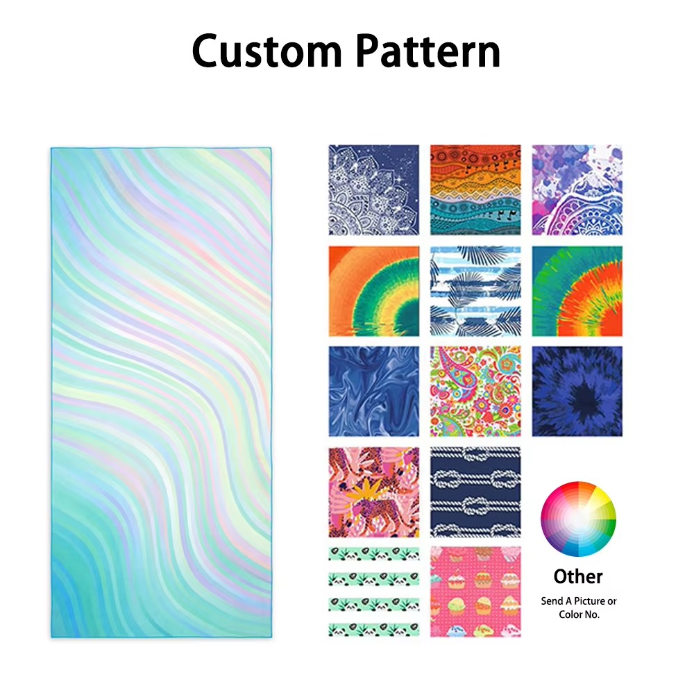 Aquacool Quick Dry Custom Sublimation Microfibre Waffle Printed Beach Towel Recycled Plastic Sand Free Beach Towel with logo