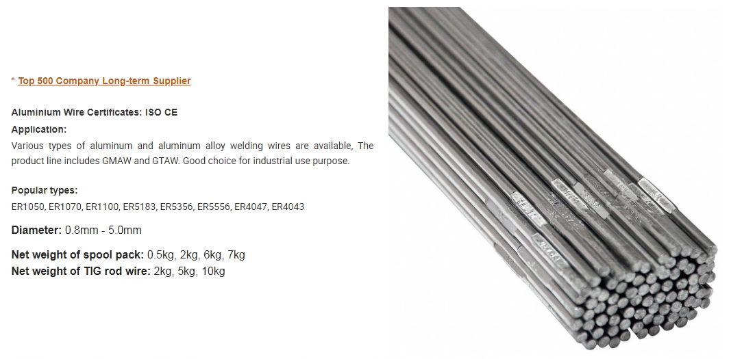 Low Temperature 4047 5053 Aluminum Tig Flux Cored Welding Rod Aluminum Welding Electrode E4043