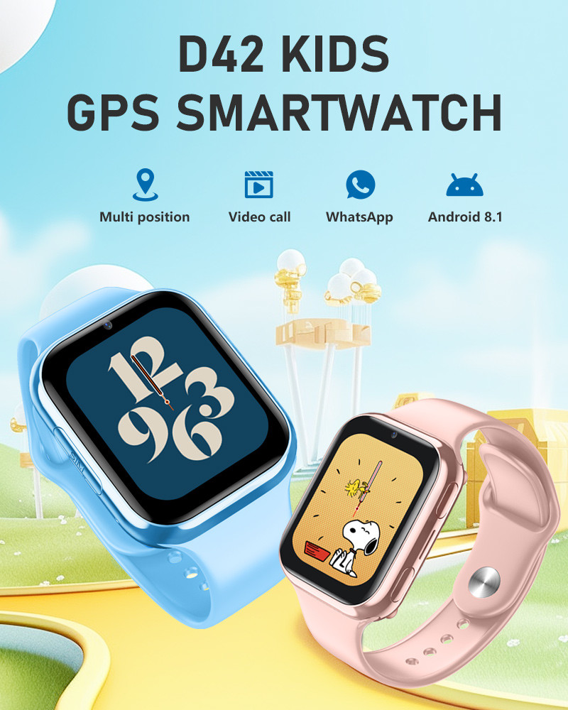 D42 Fitness Childrens Tracker Watch 4G GPS LBS WiFi 2 Way Phone Call