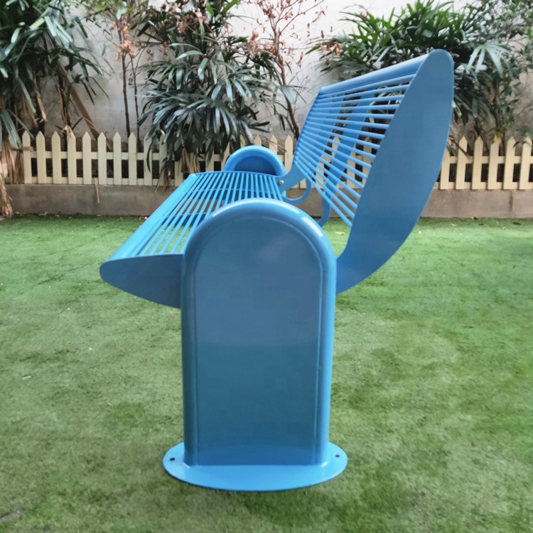 Powder Coated Blue Metal Garden Bench For Outdoor Street Playground Leisure