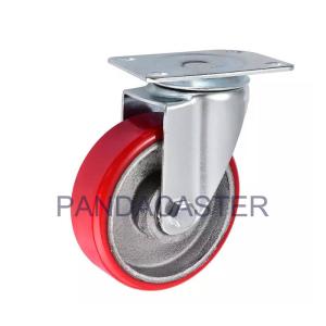 China 4 Inch Polyurethane Tread Iron Core Wheel Medium Duty Top Plate Swivel Caster factory