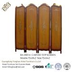 Vintage Hand Painting 4 Panel Room Divider Golden Carved Folding Wall Divider