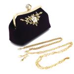 Flora Diamond Black Evening Clutches For Weddings 23cm×9cm×16cm