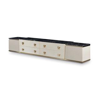 China 2.4m Leatherette Entryway Table With Cabinets Italian TV Accent Console factory