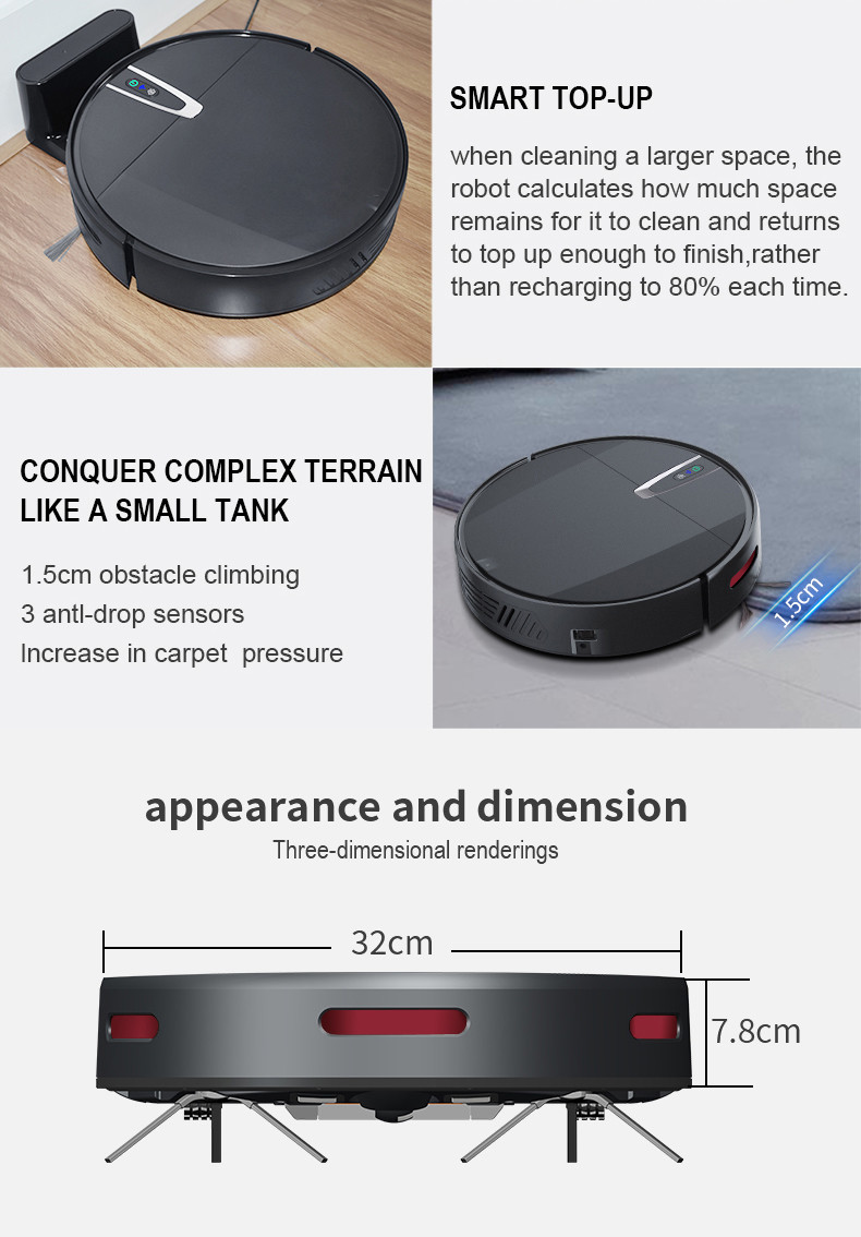 Glomarket Tuya Wifi Smart Robot Vacuum Cleaner Self Charge App Remote Control Robot Vacuum Cleaner For Smart Home