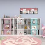 Kids Industrial Steel Bookcase Toy Book Shelves Display Shelf Storage