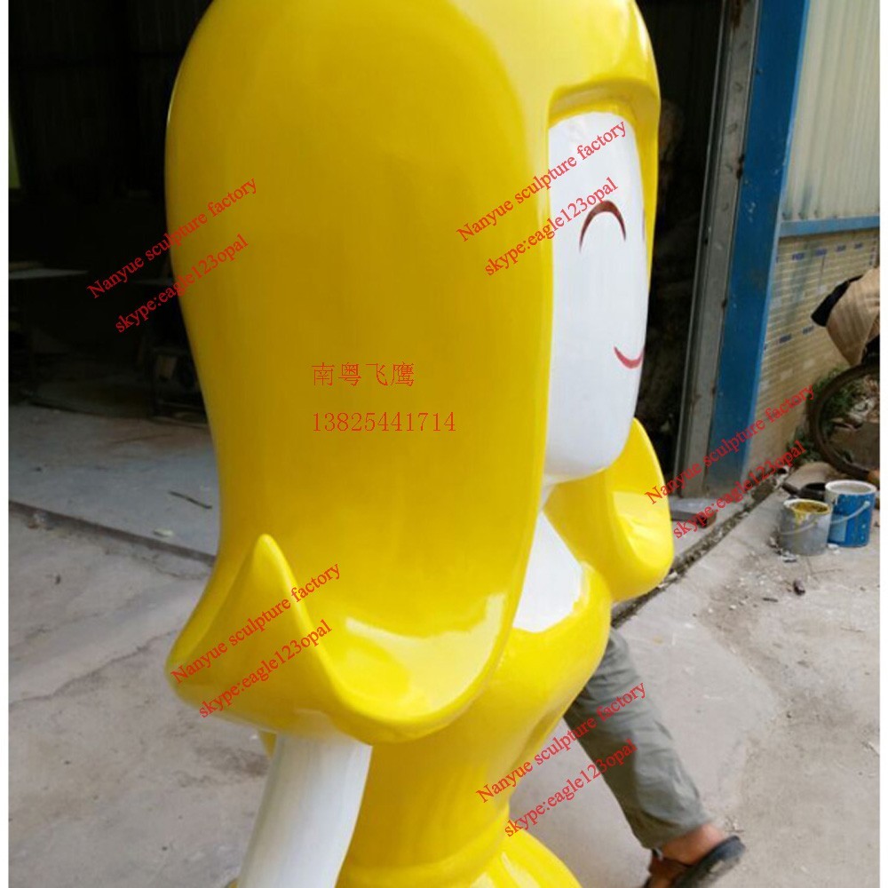 yellow life size cartoon statue angle statue of garden and shopping mall decoration