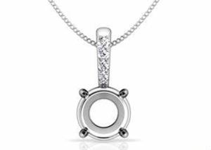 China 2.3g Semi Mount Pendant Settings , 18k White Gold Diamond Pendant 4pcs 0.1ct factory