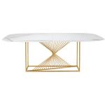 Oval Metal Legs Marble Pedestal Table