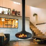 Carbon Steel OEM Suspended Wood Stove 80m2 Hanging Log Burner