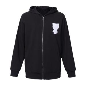 China Casual Black Zip Up Hoodie Mens Embroidered Pattern Single Package Size 40 X 30 X 0.6 Cm factory