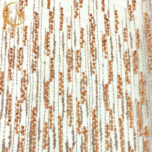 China 3D Flower Lace Beaded Bridal Embroidery Fabrics For Party factory