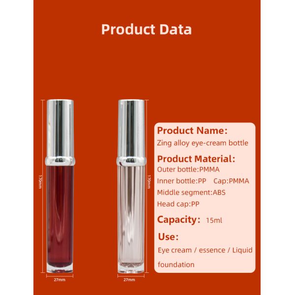 15ml Roller Ball Massage Acrylic Airless Pump Bottles For Skincare Eye Cream Packaging