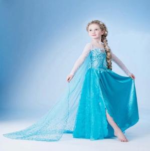 China Frozen dress for elsa 2014 Christmas children dress princess party dress cosplay factory