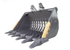 China V Ditch Excavator Rock Bucket , Excavator Rake Bucket Trapezoidal High Precision Welded factory
