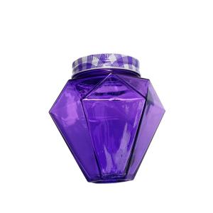 China Wholesale 500ml Diamond shape glass mason bottle beverage juice mason jar with straw factory