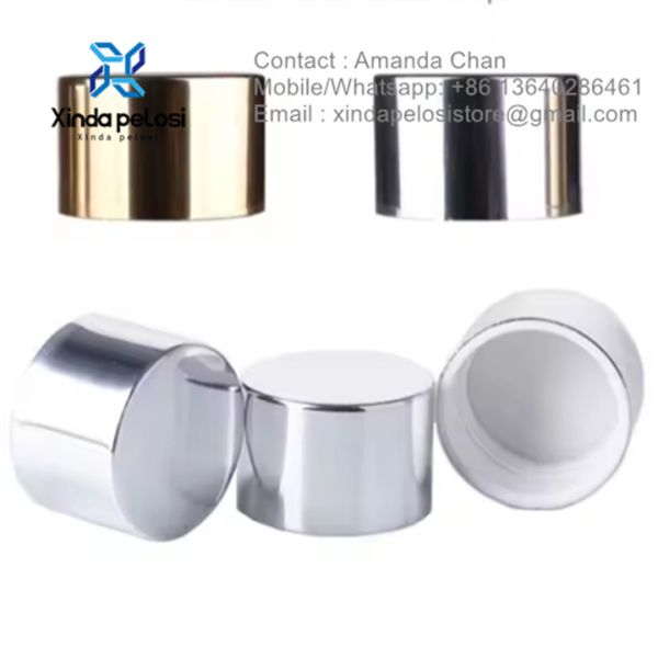 Custom Wholesale Silver Color Cosmetic Lotion Crimp Plastic Aluminium Cap
