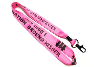 China Advertising Shiny Colorful Dye Sublimated Lanyards Black Cool Crimp Metal Hook factory