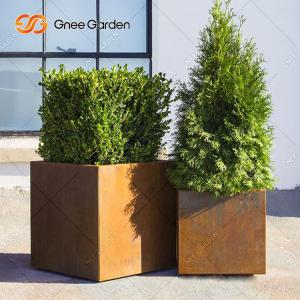 China Square Corten Steel Rustic Metal Planter Boxes Laser Cutting factory