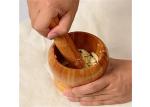 Set of 2 Natural Bamboo Household Garlic Pepper Spice Pounder Mortar and Pestle