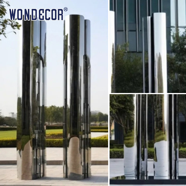 Geometric metal art craft forging cylindrical stainless steel sculpture