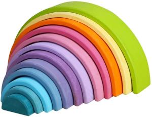 China 3D 2.75in Stacking Rainbow Wooden Rainbow Stacker 12 Piece factory