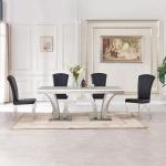 Narrow Luxury Faux Marble Dining Table Stainless Steel 200cm Grey