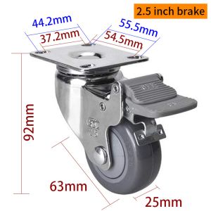 EDL Light TPU Casters Chrome Coating 2.5inch 80kg Plate by Rigid, Swivel and