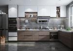 Contemporary Curved Shaped Ready To Assemble Lacquer Kitchen Cabinet With Island