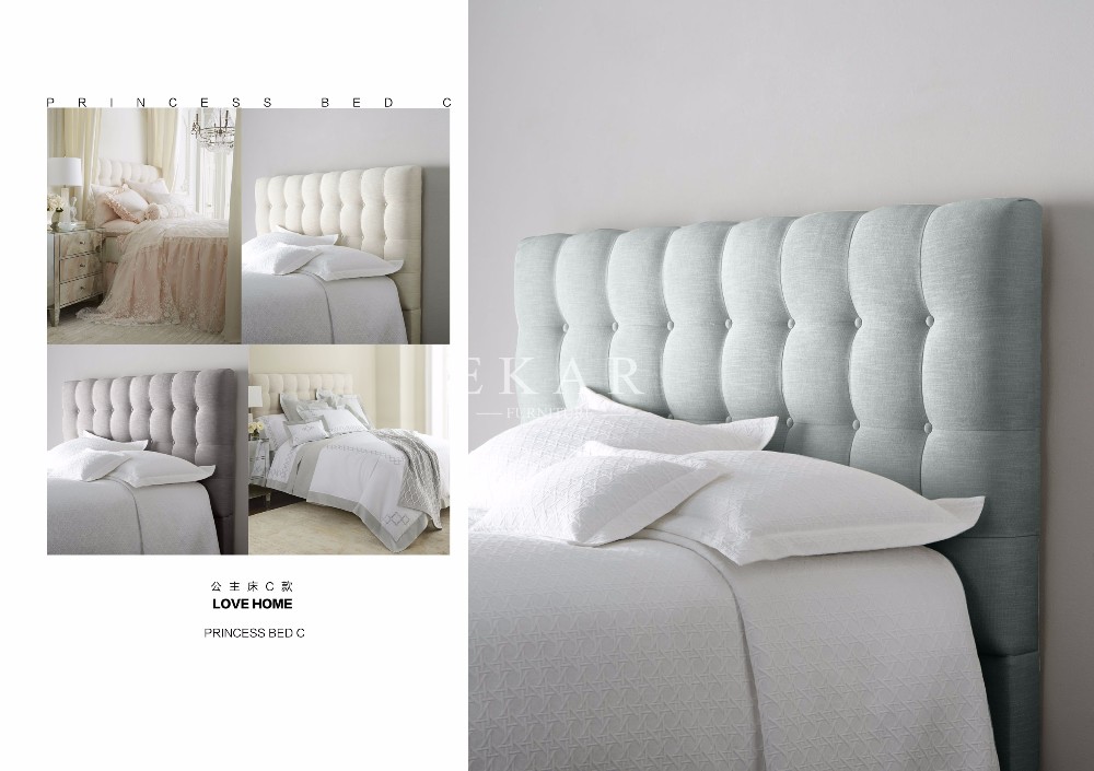 Soft Fabric Headboard Latest Double Bed Design Furniture