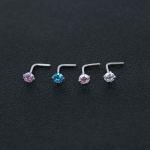 Heart Nose Stud l Shape Stainless Steel Crystal Rhinestone Nose Piercing Jewelry