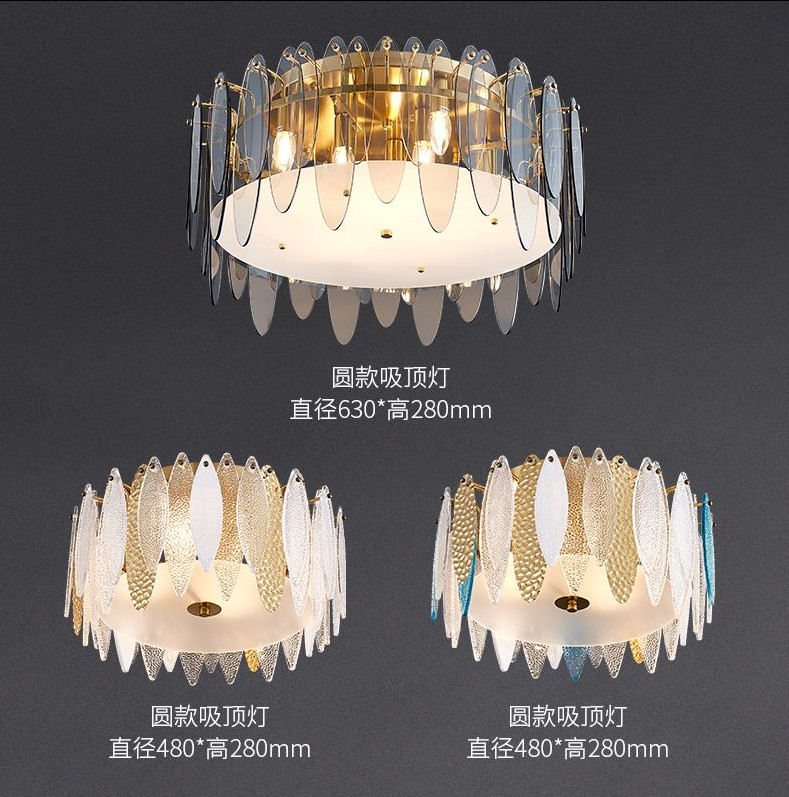 Factory Price Modern Colorful Big Glass Led Ceiling Lamp For Home