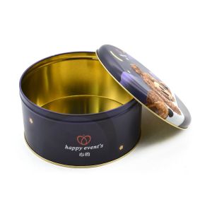 Wholesale Customized Round Nested Christmas Gift Tin Set Chocolate Biscuit