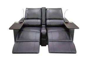 China Faux Leather Power Home Theater Recliner Sectional Sofas With Raised Armrest Black factory