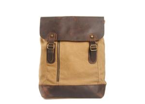 China CL-530 Khaki Vintage Design Top Quality Leather and Canvas Bag Backpack factory