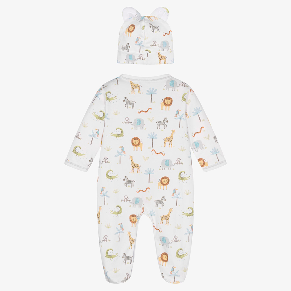 Autumn Newborn Baby Romper with Hat 2pcs Set Long Sleeved Printed Cotton Infant Girl Boy One-piece Jumpsuit