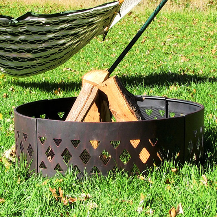 Outdoor Patio Backyard Garden Bonfire Camping Fire Pit Ring with Poker 360 Degree Round