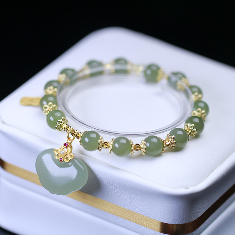 Genuine Natural Jadeite Circular Beads Jade Bracelet Men'S And Women'S Jade The Hand Strings Wholesale Handcarved Jadeite Bracelet Jade Jewelry Burma