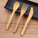 Travel Organic Bamboo Spoon Fork Chopsticks Flatware Utensil Cutlery Set In
