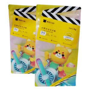 China Pet Dry Food Laminated Flat Bottom Packaging Bag With Zipper Top factory