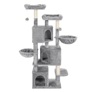 China Large Cat Scratching Post Solid Three Caves Smoky Grey Color Long Durability factory
