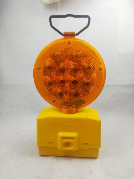 LED Plastic Construction Barrier 19cm Solar Flasher Light Yellow For Traffic